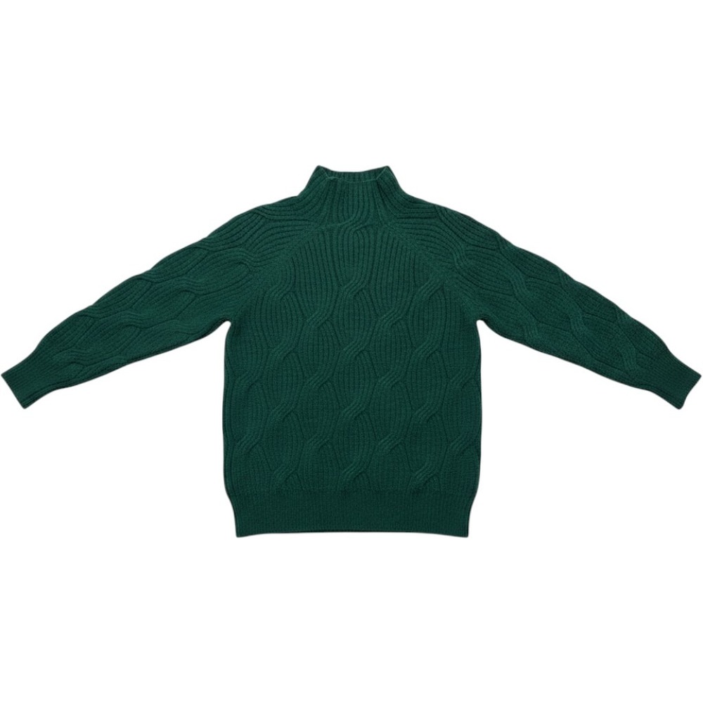 Amazon Essentials Women Green Cable Knit Mock Neck Sweater Small AEW30116 F21